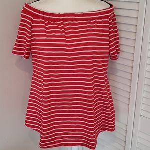 NEW NAGOO RED & WHITE Striped Top, Size XL